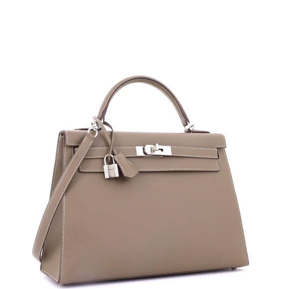 Hermes Kelly Handbag Grey Epsom With #186295H19B - Picture 4 of 9